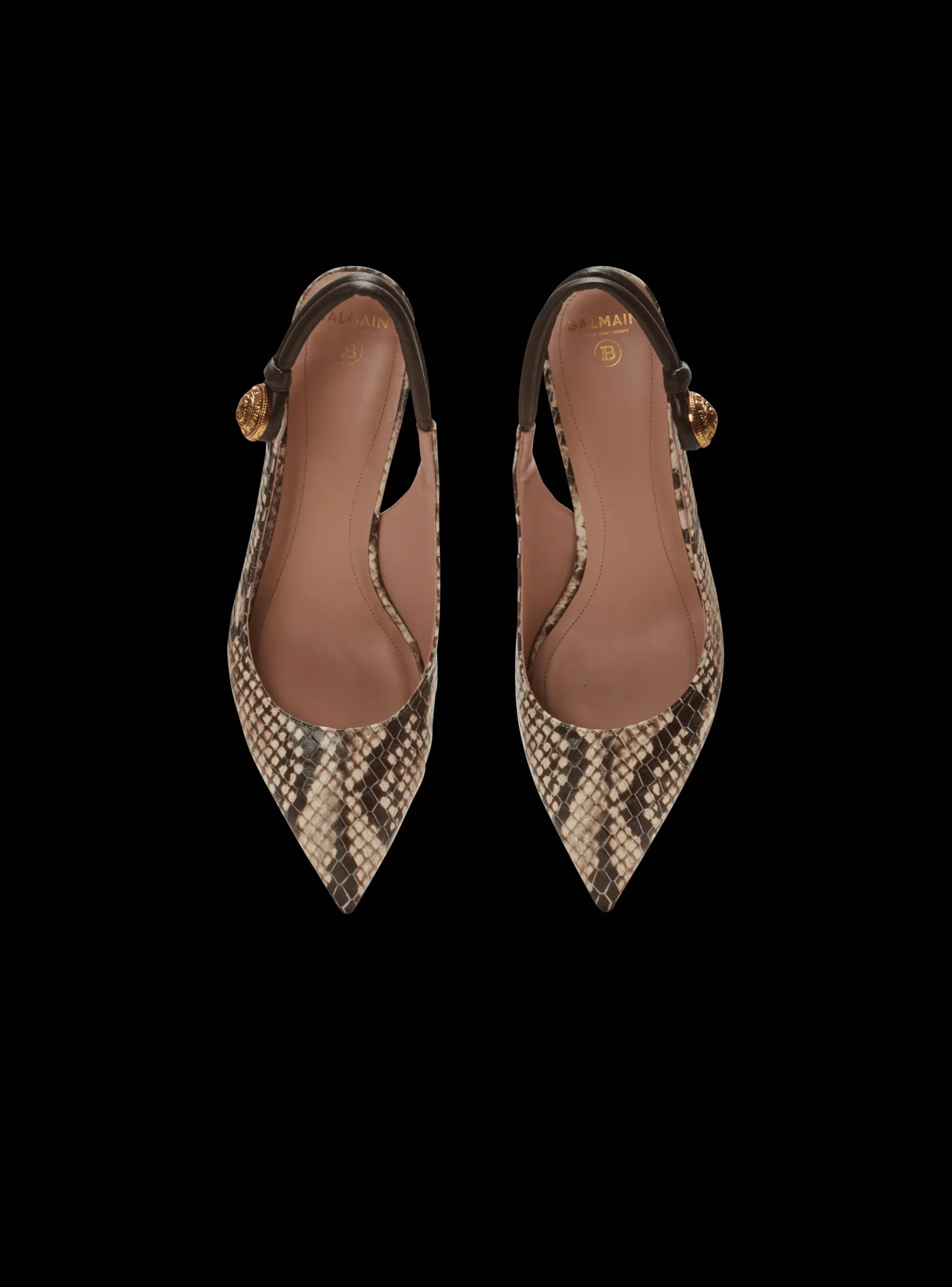 Shop Alma Snakeskin-effect Leather Slingbacks Women High Heels & Pumps