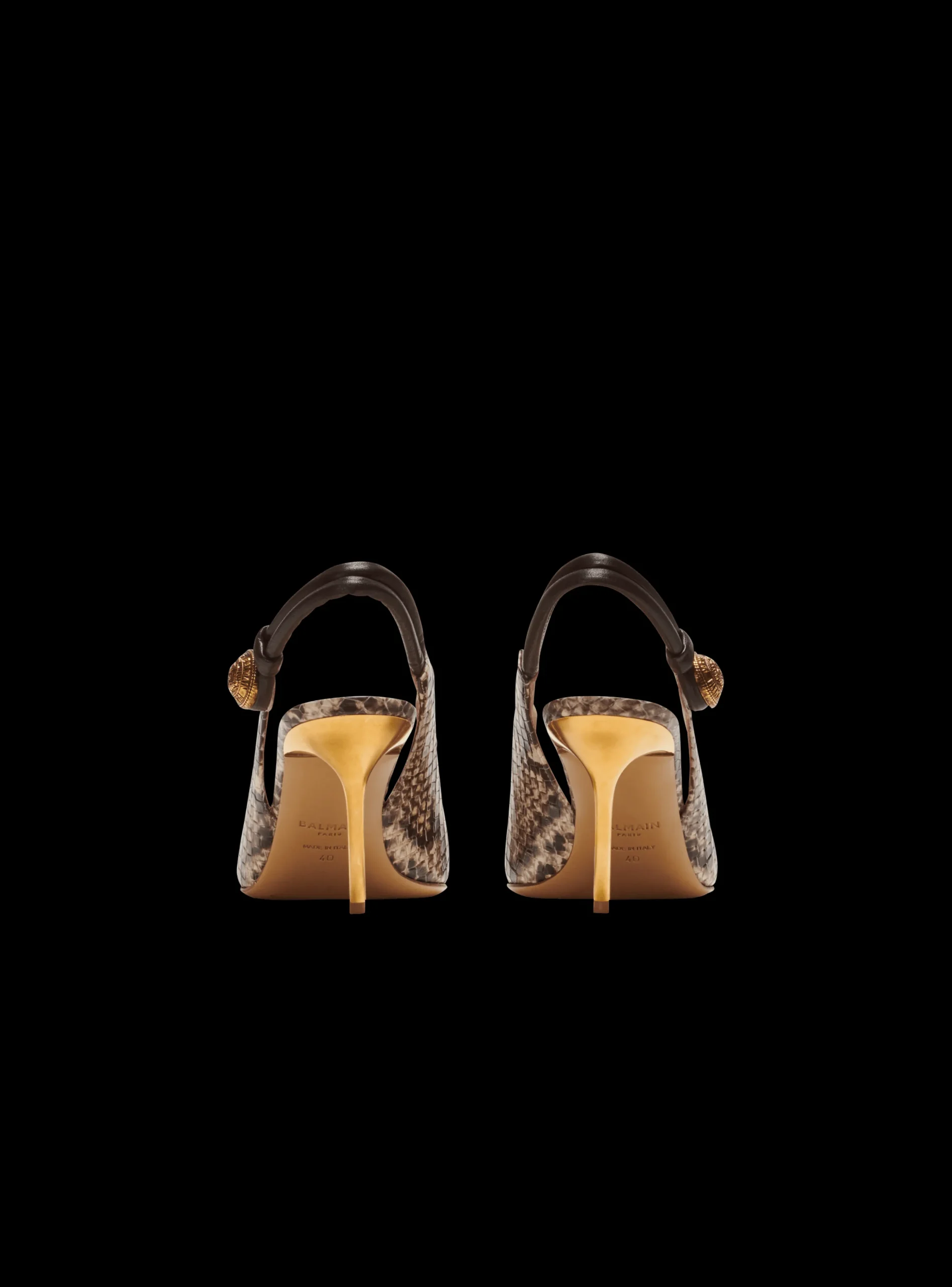 Shop Alma Snakeskin-effect Leather Slingbacks Women High Heels & Pumps
