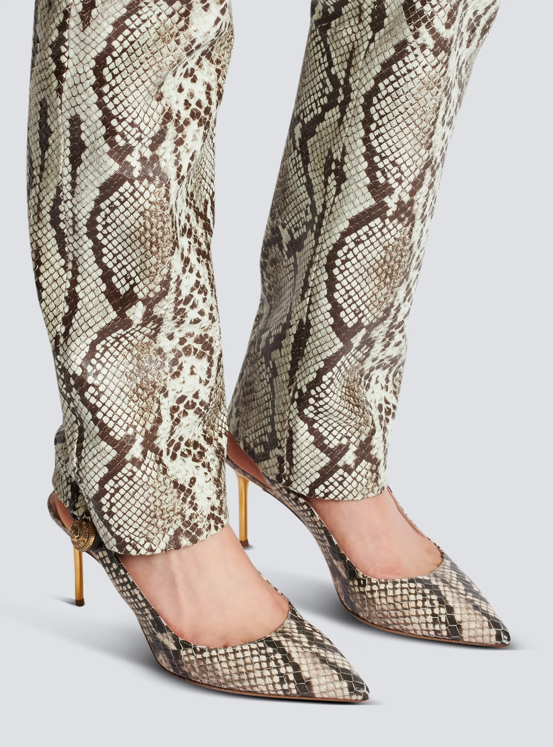 Shop Alma Snakeskin-effect Leather Slingbacks Women High Heels & Pumps