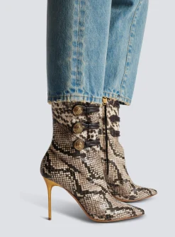 Clearance Alma Snakeskin-effect Leather Ankle Boots Women Boots