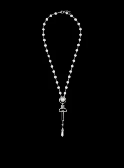 Hot Art Deco Pearl, Brass And Rhinestone Necklace Fashion Jewelry