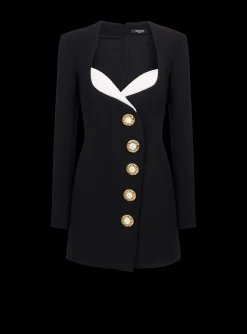 Shop Asymmetric Crepe Buttoned Dress Women Dresses