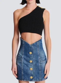 Flash Sale Asymmetric Knit Top With Buttons Women Knitwear|Tops And Shirts