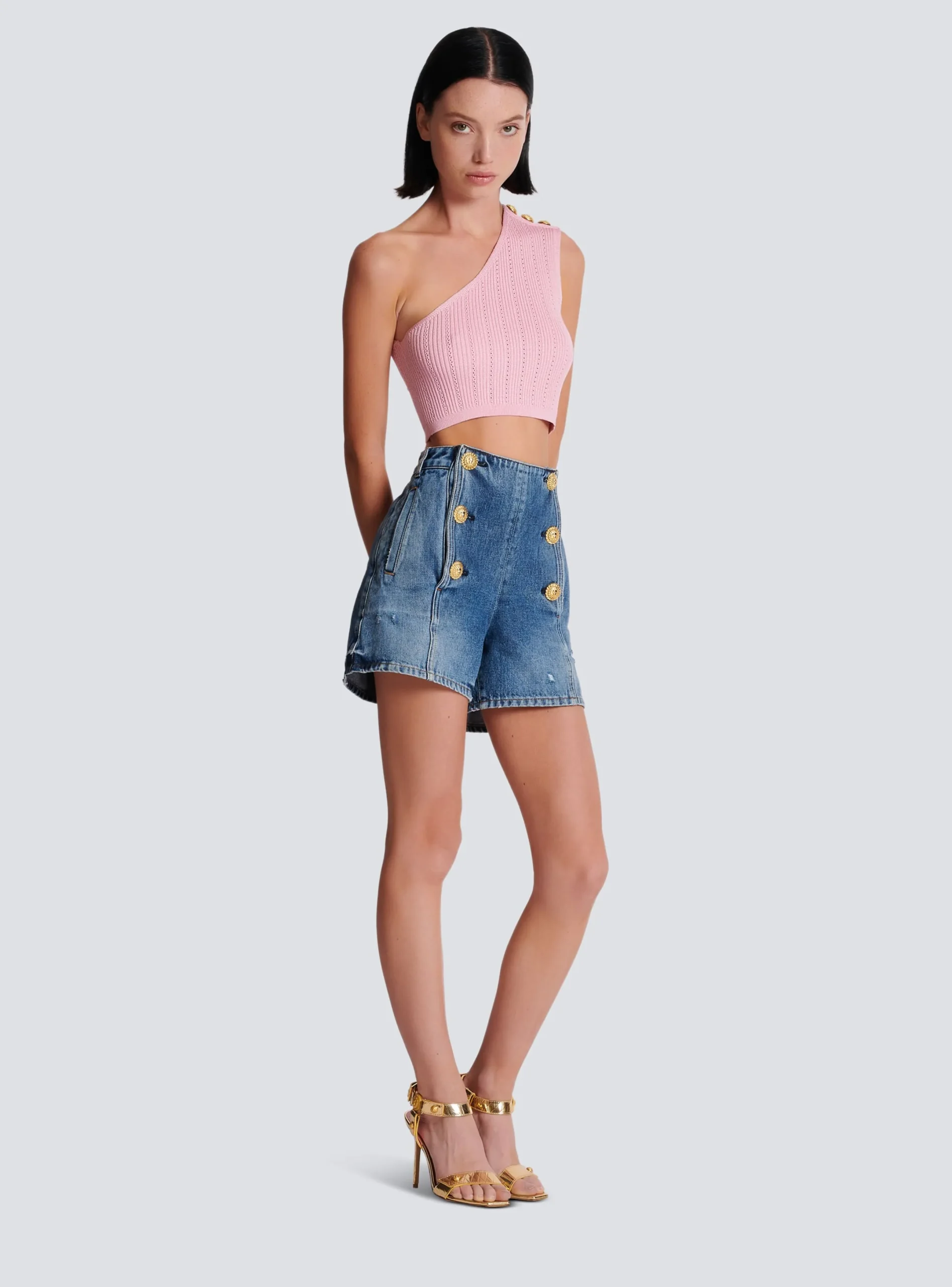 Fashion Asymmetric Knit Top With Buttons Women Knitwear|Tops And Shirts
