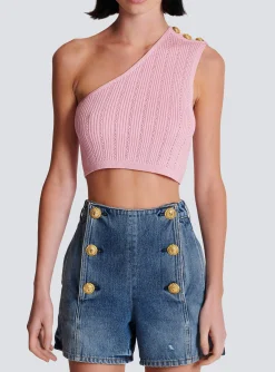 Fashion Asymmetric Knit Top With Buttons Women Knitwear|Tops And Shirts