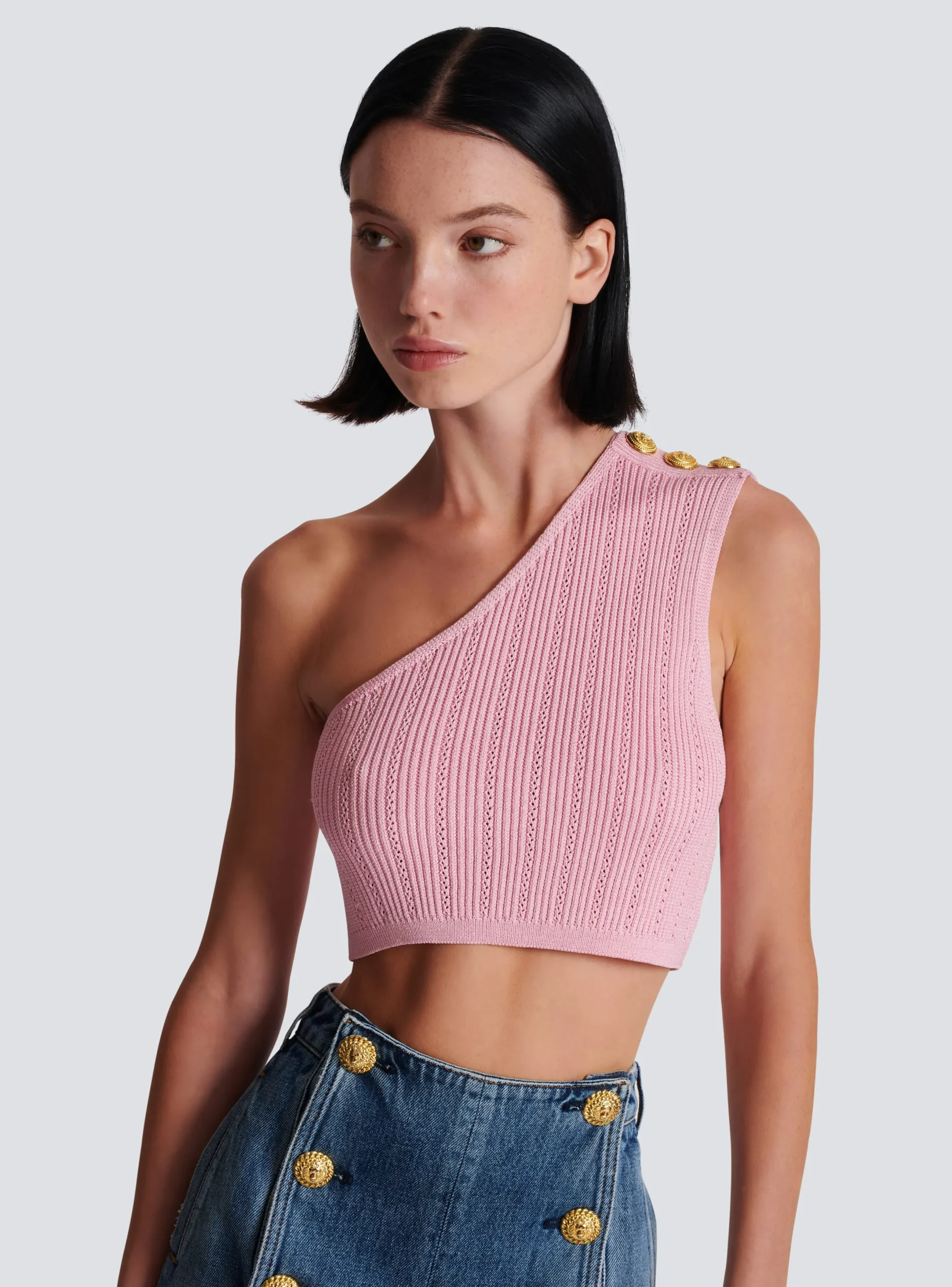 Fashion Asymmetric Knit Top With Buttons Women Knitwear|Tops And Shirts