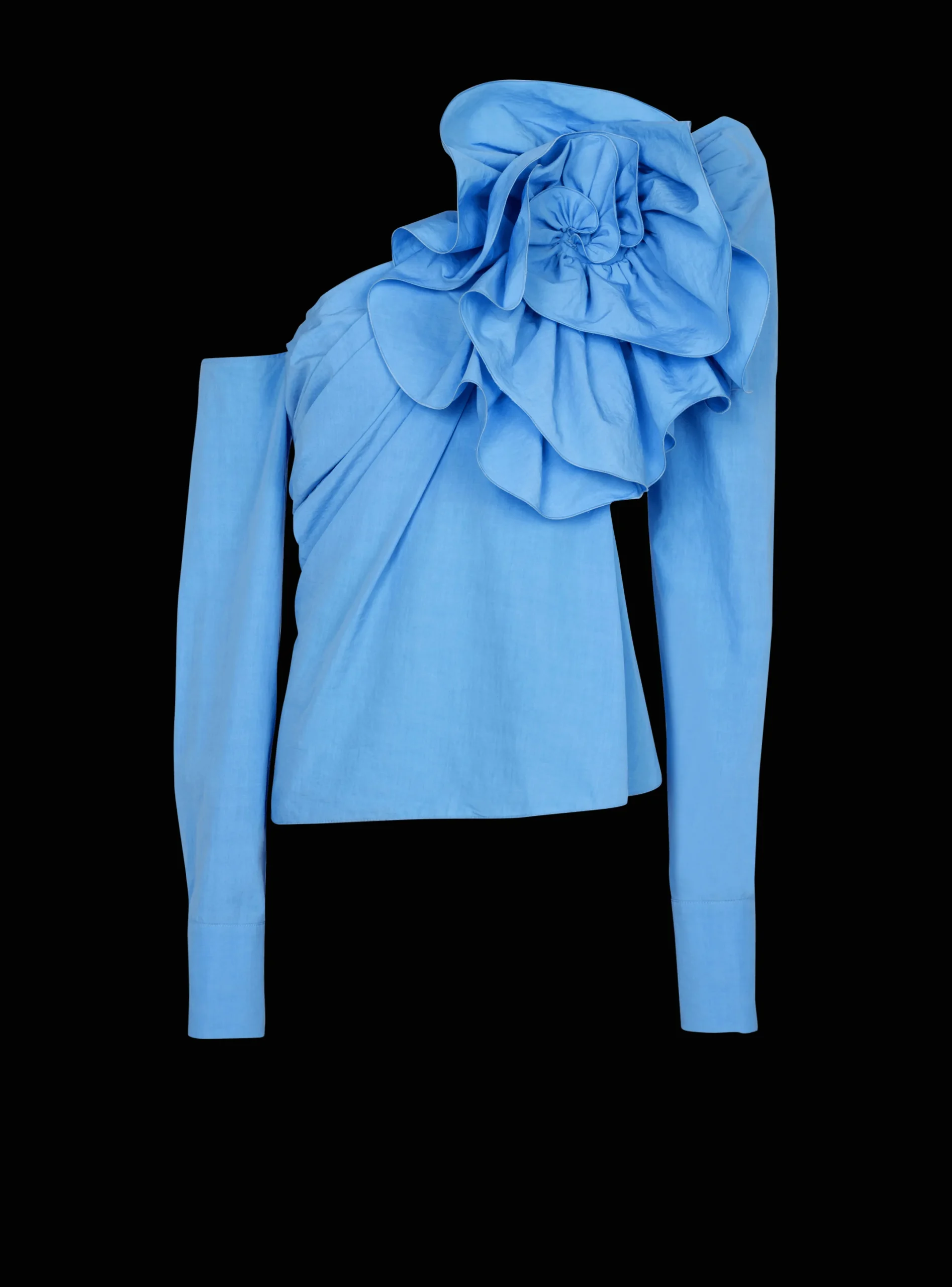 Cheap Asymmetric Poplin Shirt With Rose Women Tops And Shirts