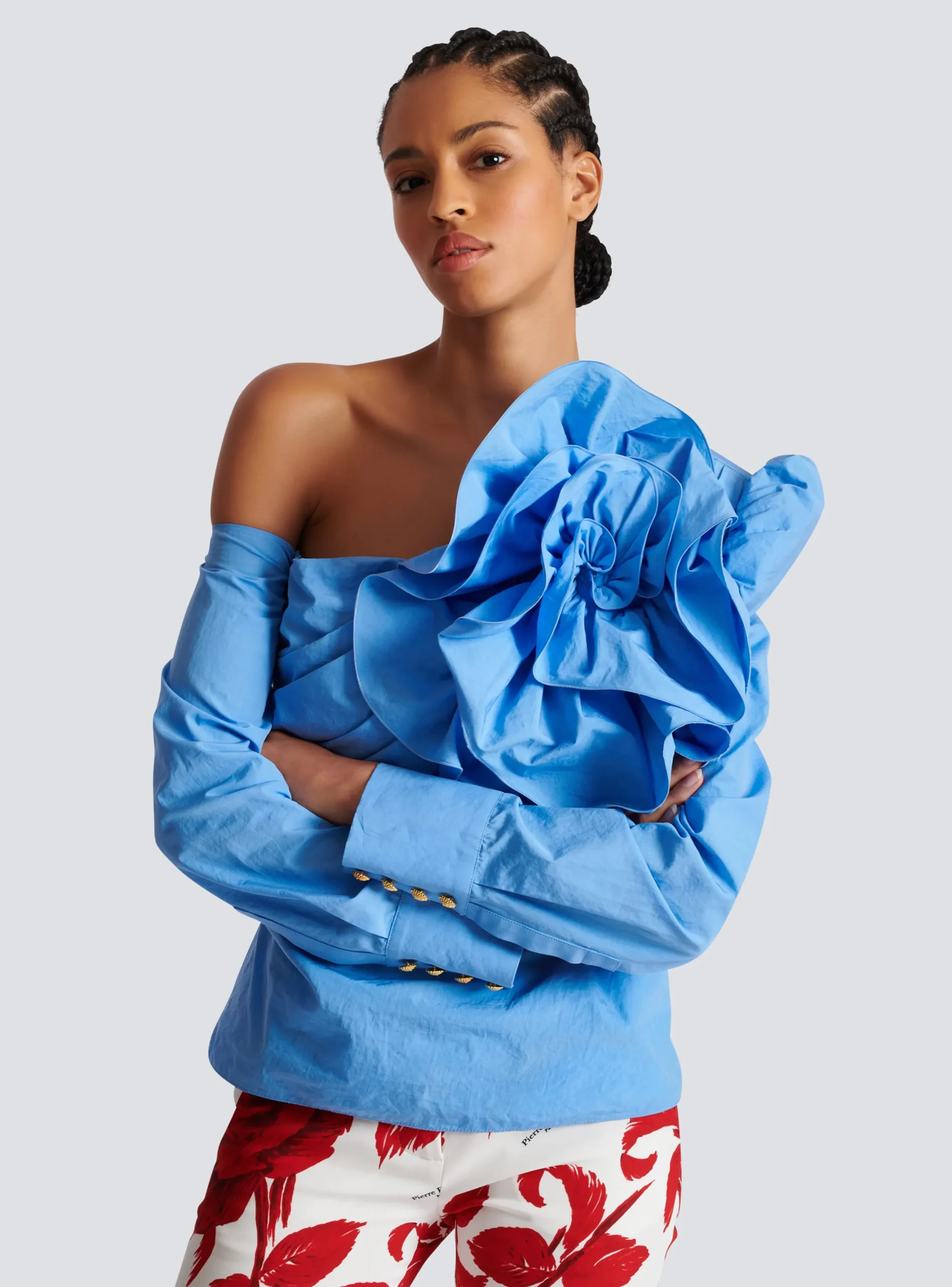 Cheap Asymmetric Poplin Shirt With Rose Women Tops And Shirts