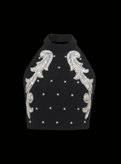 Store Backless Baroque Embroidered Top Women Tops And Shirts
