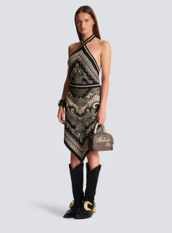 Online Backless Knit Paisley And Monogram Dress Women Knitwear|Dresses