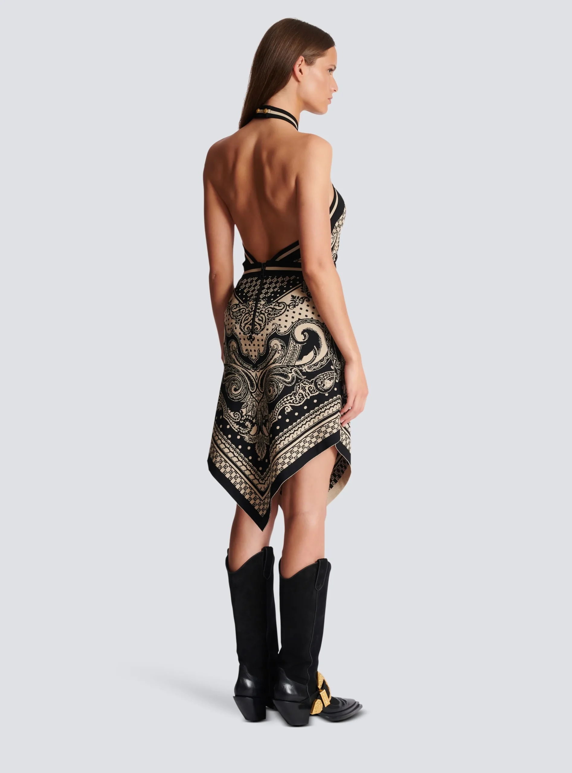 Online Backless Knit Paisley And Monogram Dress Women Knitwear|Dresses