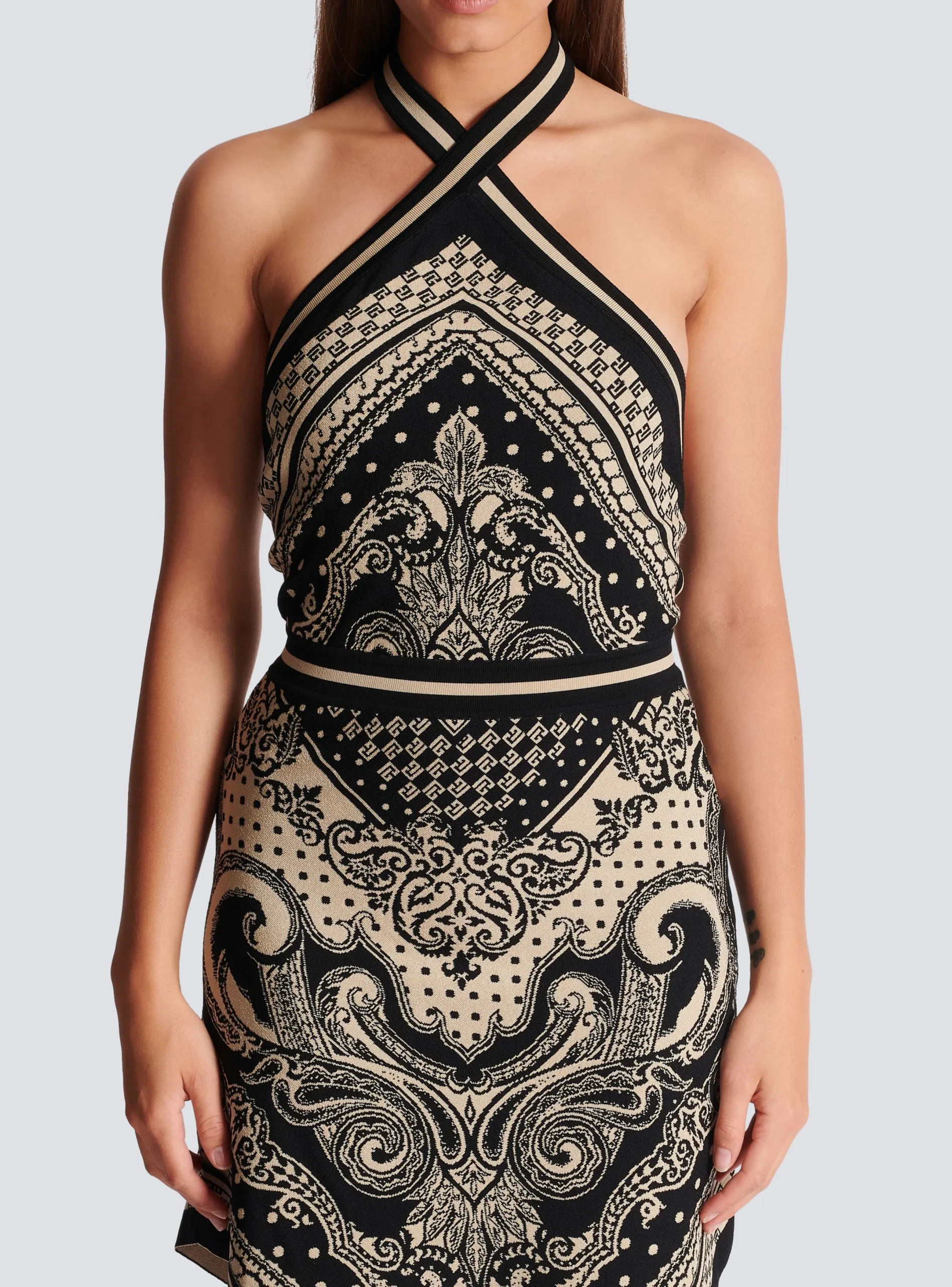 Online Backless Knit Paisley And Monogram Dress Women Knitwear|Dresses