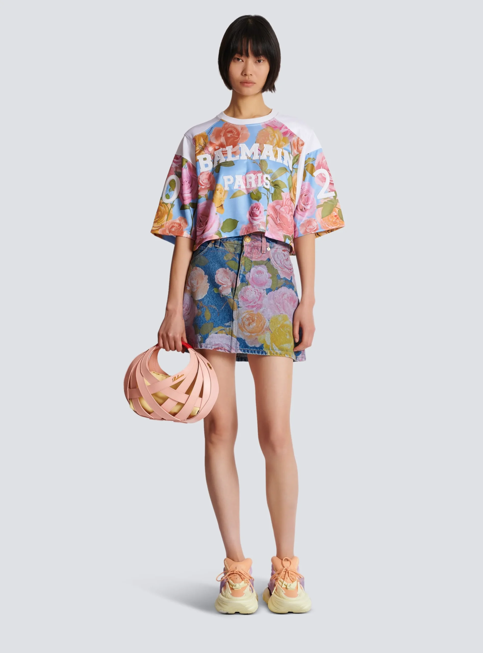 Discount Baseball T-shirt With Pastel Roses Print Women T-Shirts
