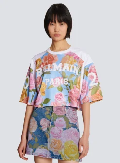 Discount Baseball T-shirt With Pastel Roses Print Women T-Shirts