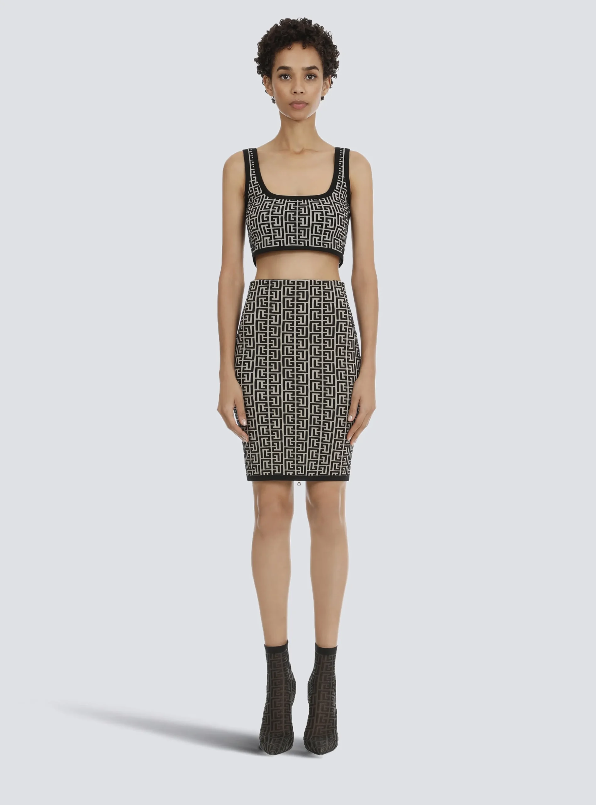 Cheap Bicolor Jacquard Knit Skirt Women Skirts