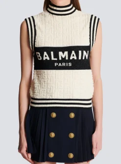Hot Monogrammed Bouclette Knit Top Women Knitwear|Tops And Shirts