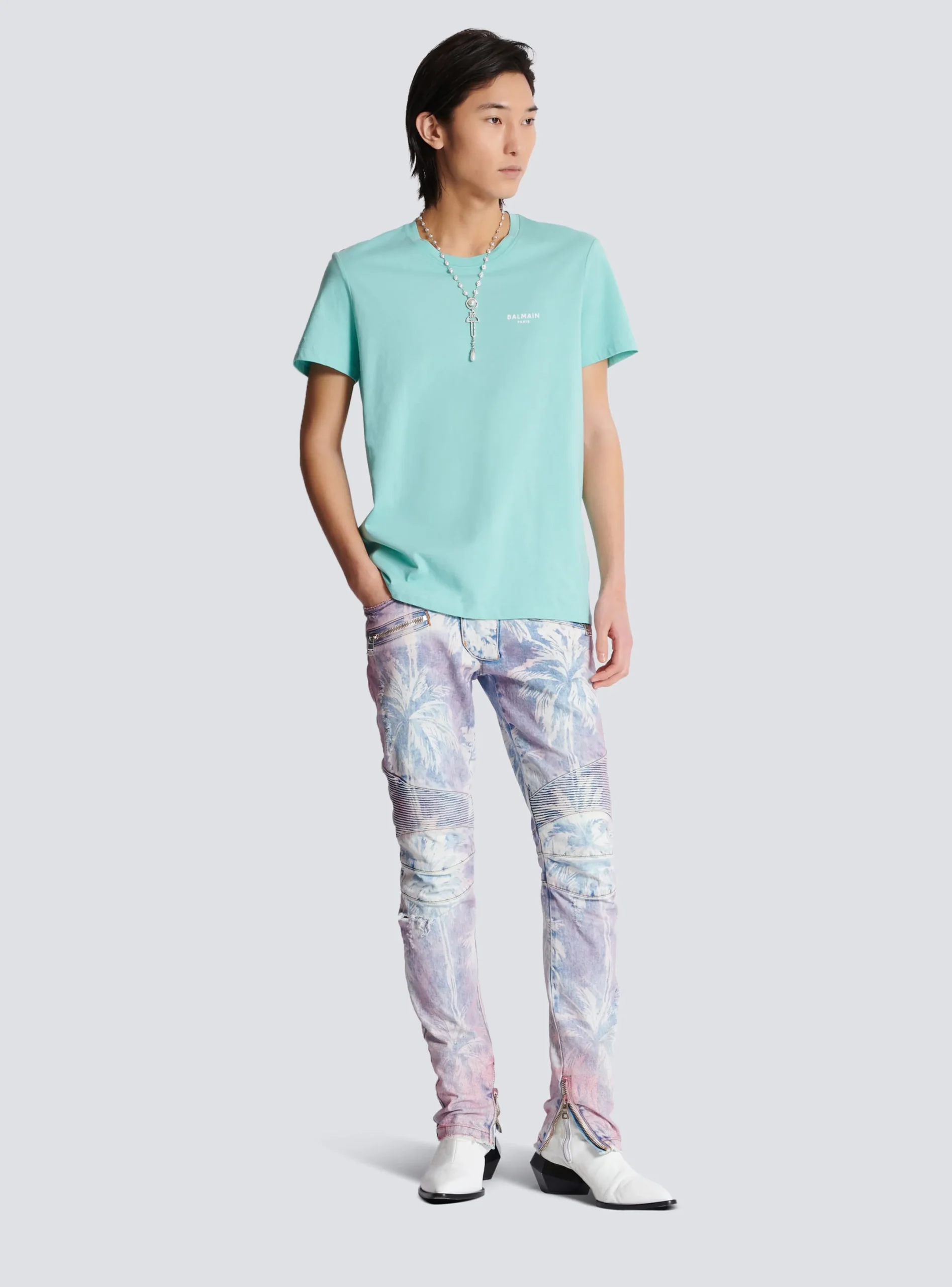 Cheap Paris Flocked Short-sleeved T-shirt Sportswear|T-Shirts