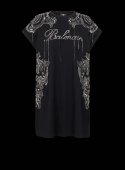 Flash Sale Signature Chain Embroidered T-shirt Dress Women Dresses