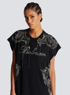 Flash Sale Signature Chain Embroidered T-shirt Dress Women Dresses
