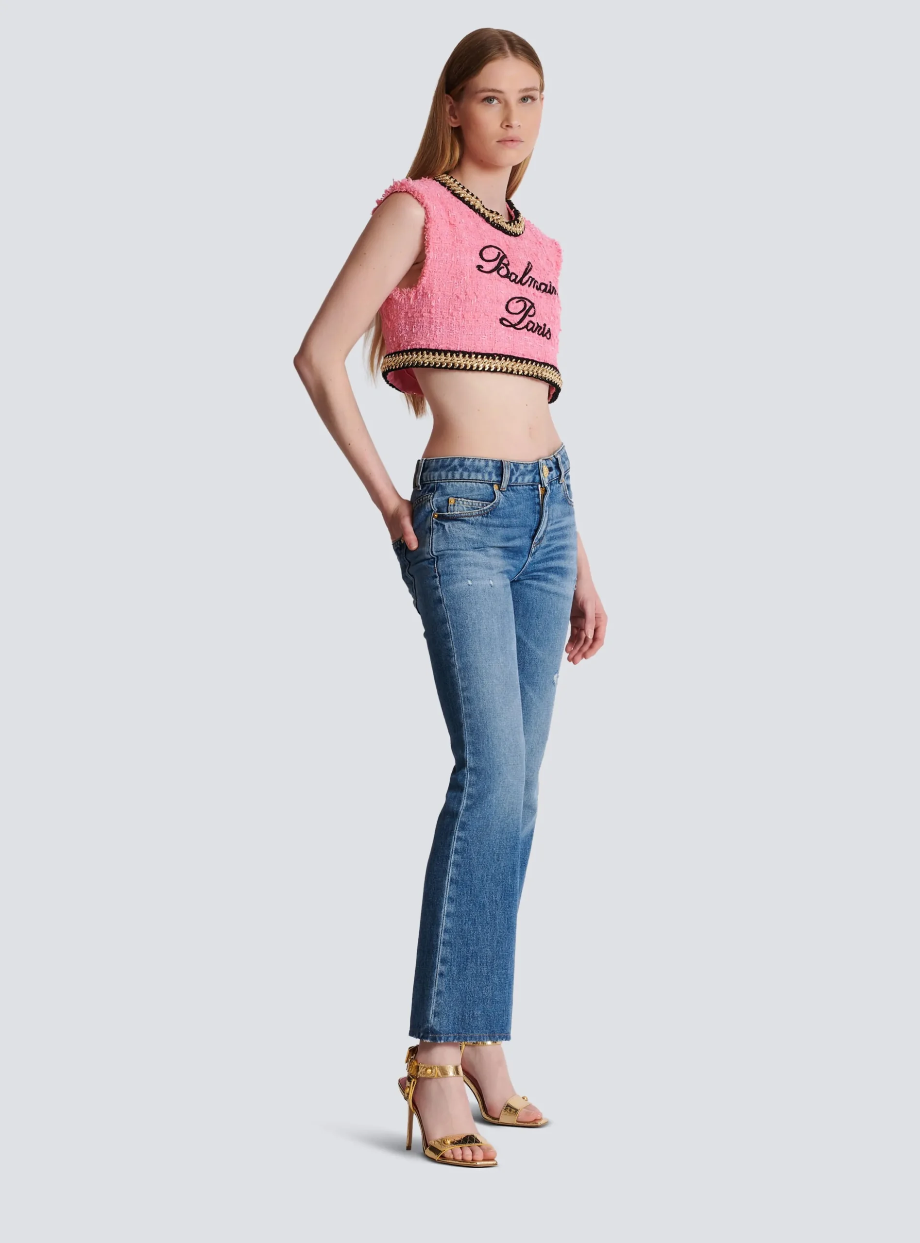 Store Signature Tweed And Chain Top Women Tops And Shirts