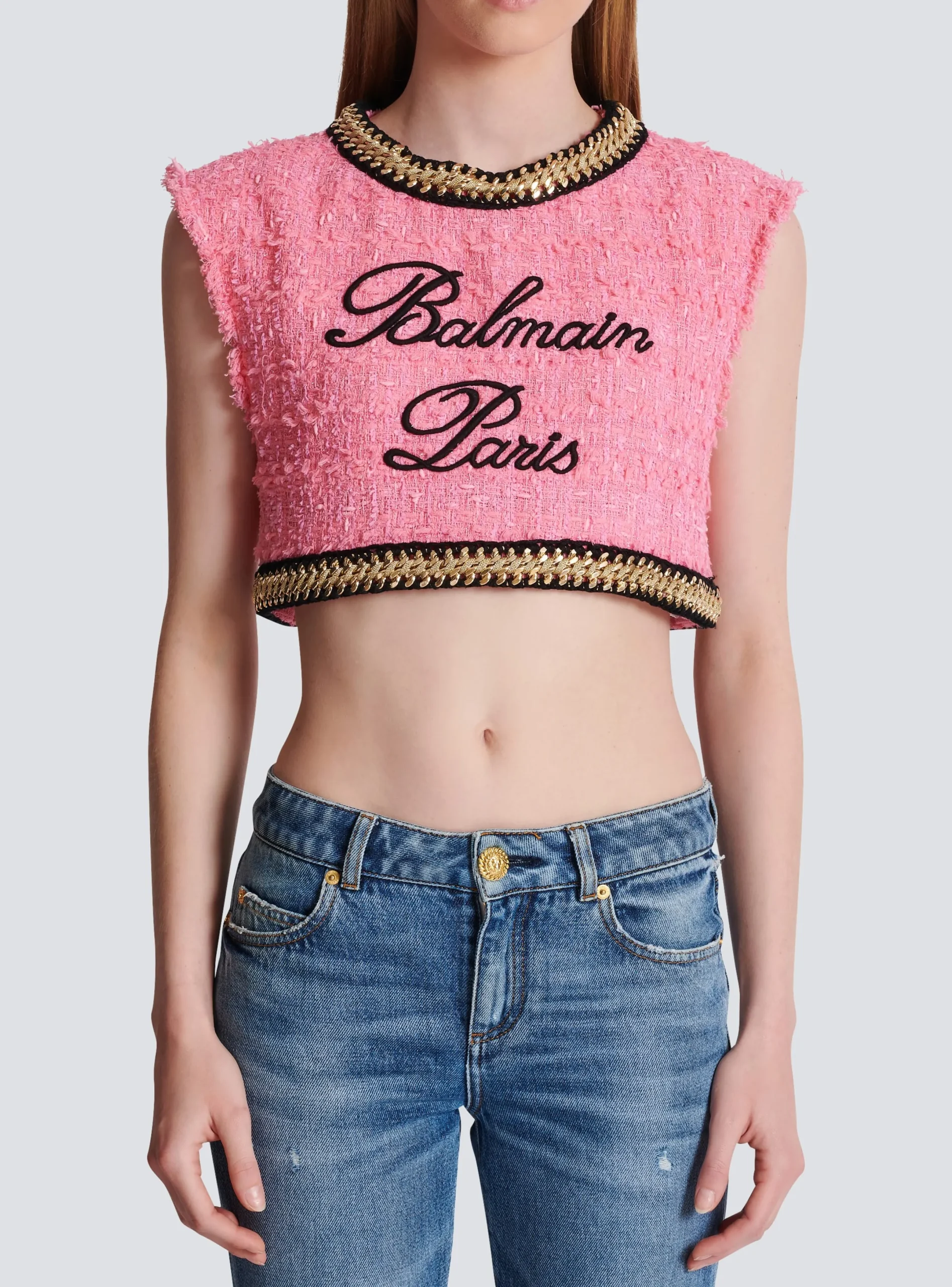 Store Signature Tweed And Chain Top Women Tops And Shirts