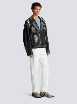 Clearance Western Leather Biker Jacket Outerwear