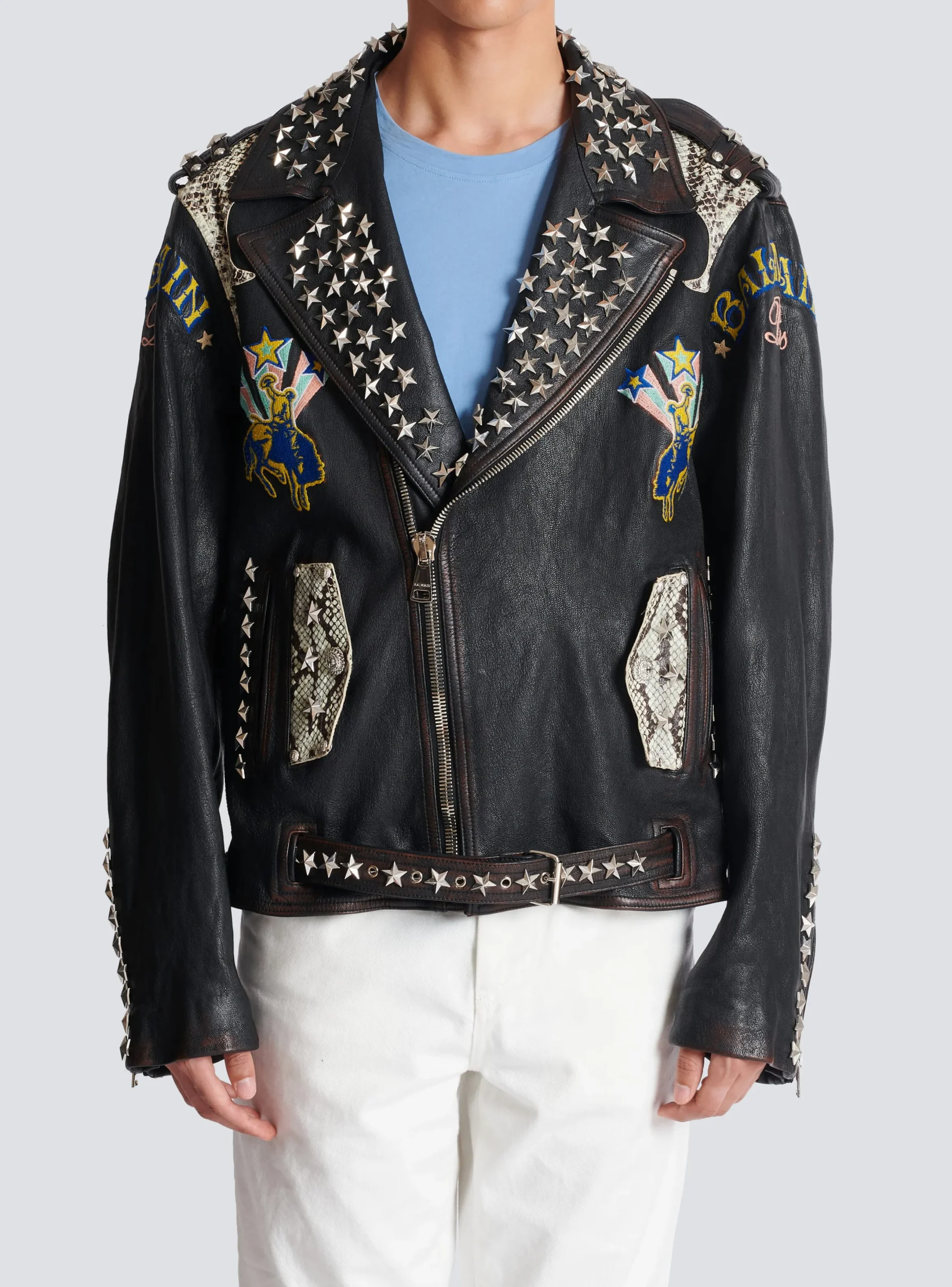 Clearance Western Leather Biker Jacket Outerwear