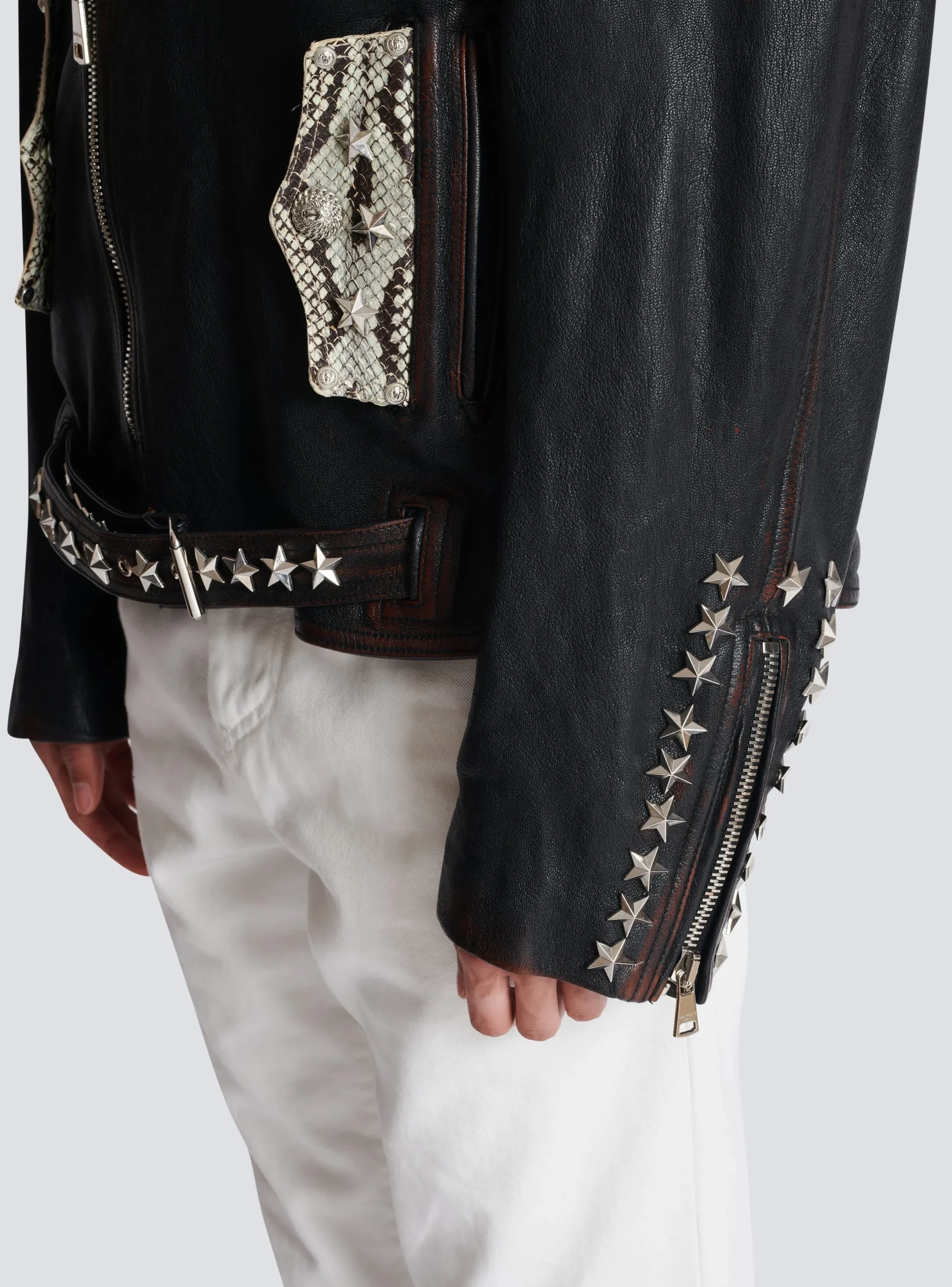 Clearance Western Leather Biker Jacket Outerwear
