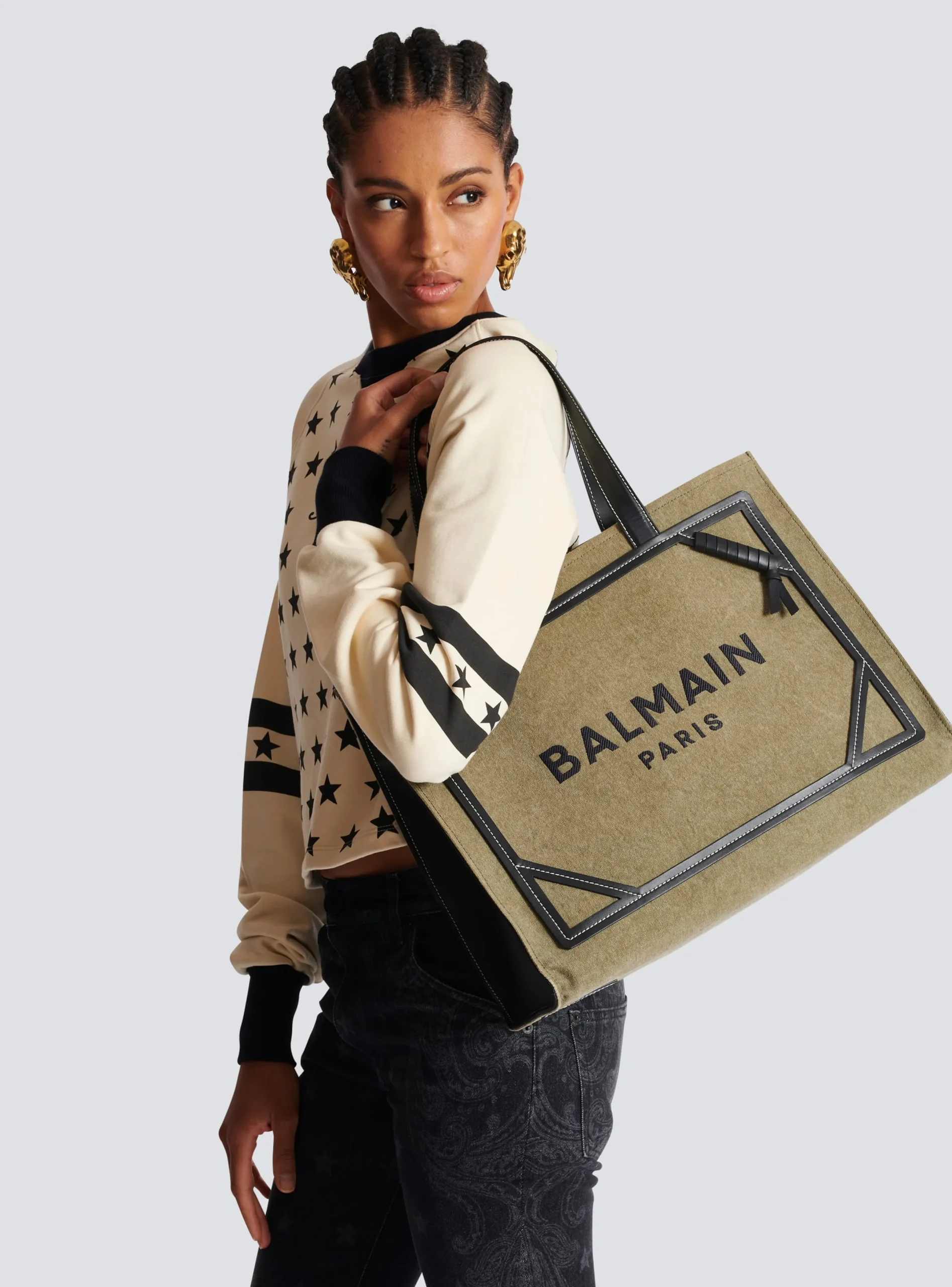Discount B-Army 42 Canvas Tote Bag With Leather Details Women Tote Bags|B-Army Bags