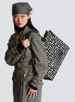 Best B-Army 42 Monogrammed Jacquard And Leather Tote Bag Women Tote Bags|Shoulder Bags