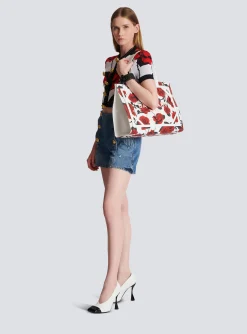 Flash Sale B-Army Medium Canvas Tote Bag With A Roses Print Women Shoulder Bags|B-Army Bags