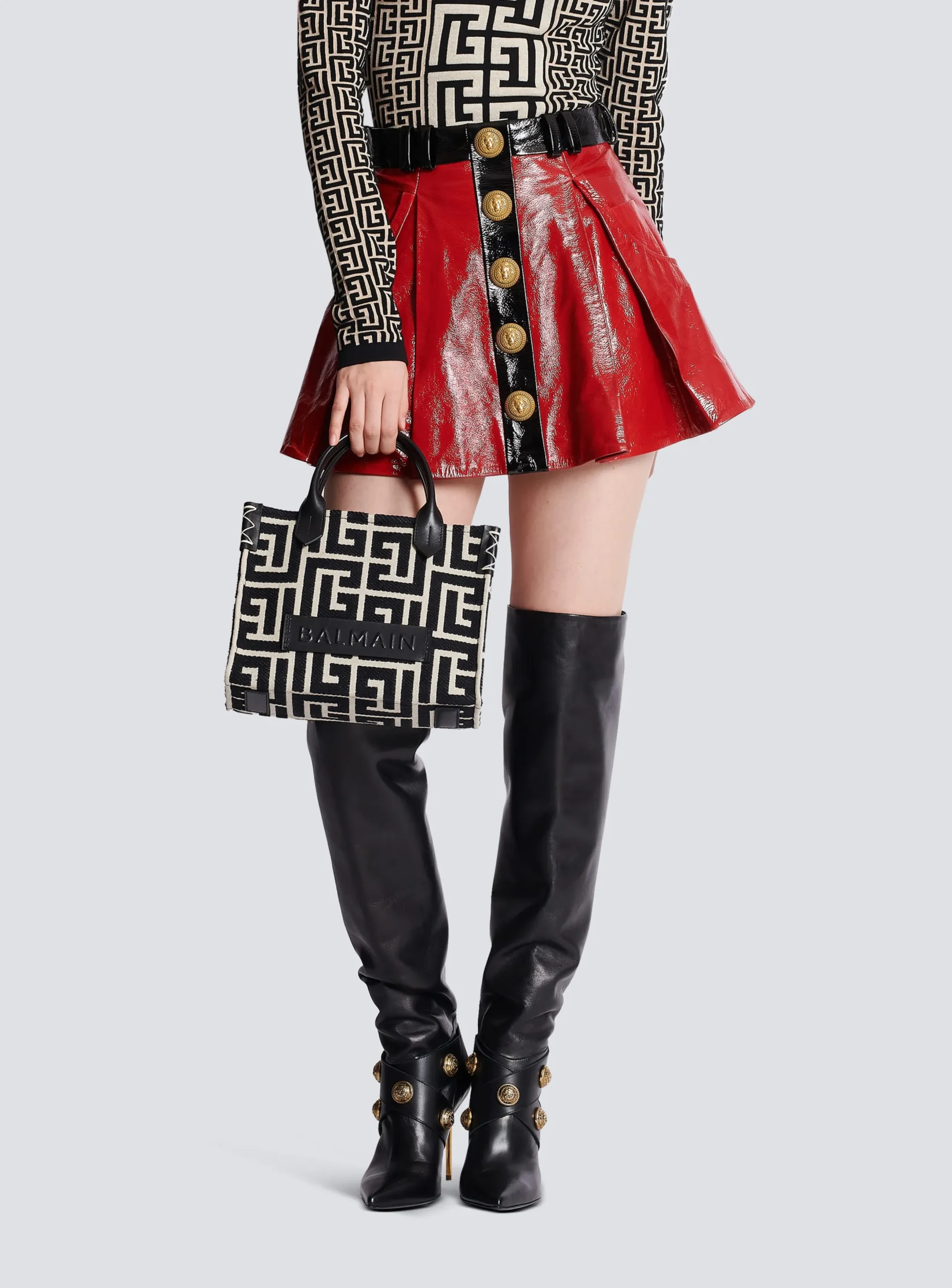 Best B-Army Monogrammed Jacquard And Leather Tote Bag Women Tote Bags|Shoulder Bags