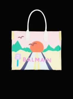 Flash Sale B-Army Shopper Medium Tote Bag In Canvas And Postcard Patchwork Leather Women Tote Bags|Shoulder Bags