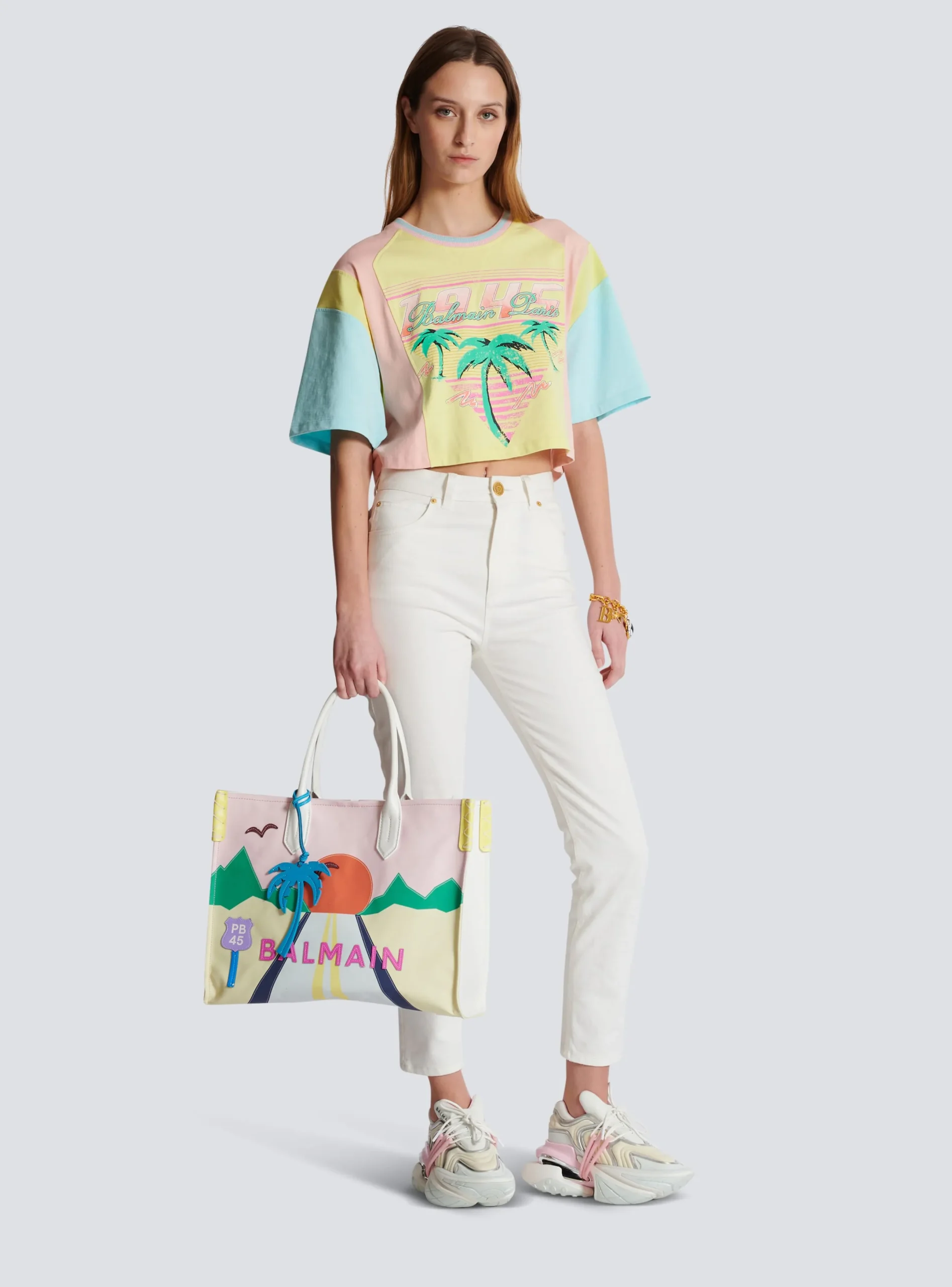 Flash Sale B-Army Shopper Medium Tote Bag In Canvas And Postcard Patchwork Leather Women Tote Bags|Shoulder Bags