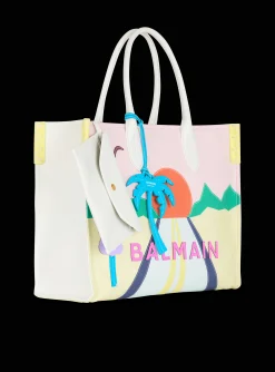 Flash Sale B-Army Shopper Medium Tote Bag In Canvas And Postcard Patchwork Leather Women Tote Bags|Shoulder Bags