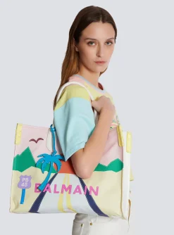 Flash Sale B-Army Shopper Medium Tote Bag In Canvas And Postcard Patchwork Leather Women Tote Bags|Shoulder Bags