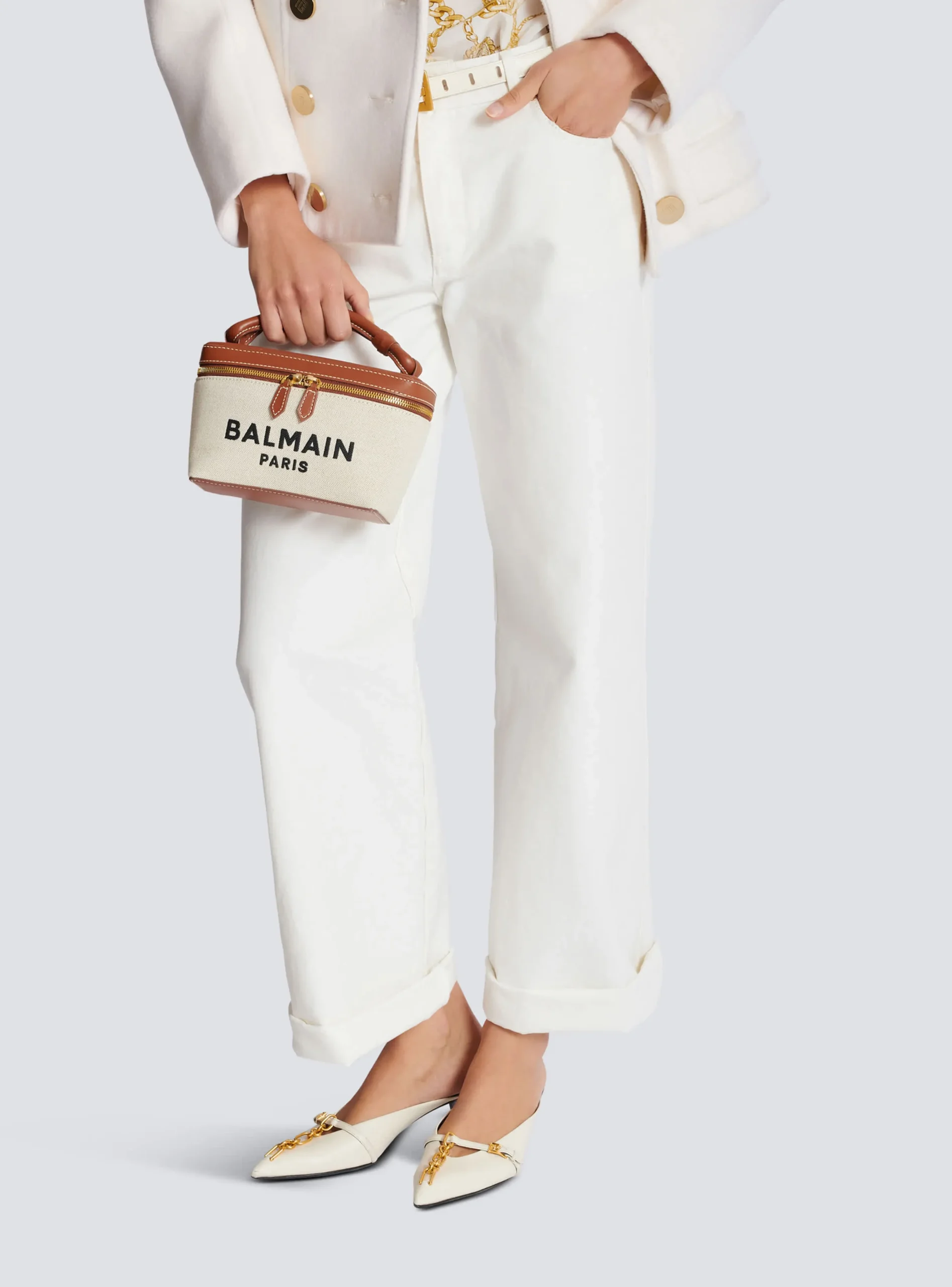Shop B-Army Vanity Case In Canvas And Leather Women Mini Bags|Crossbody Bags