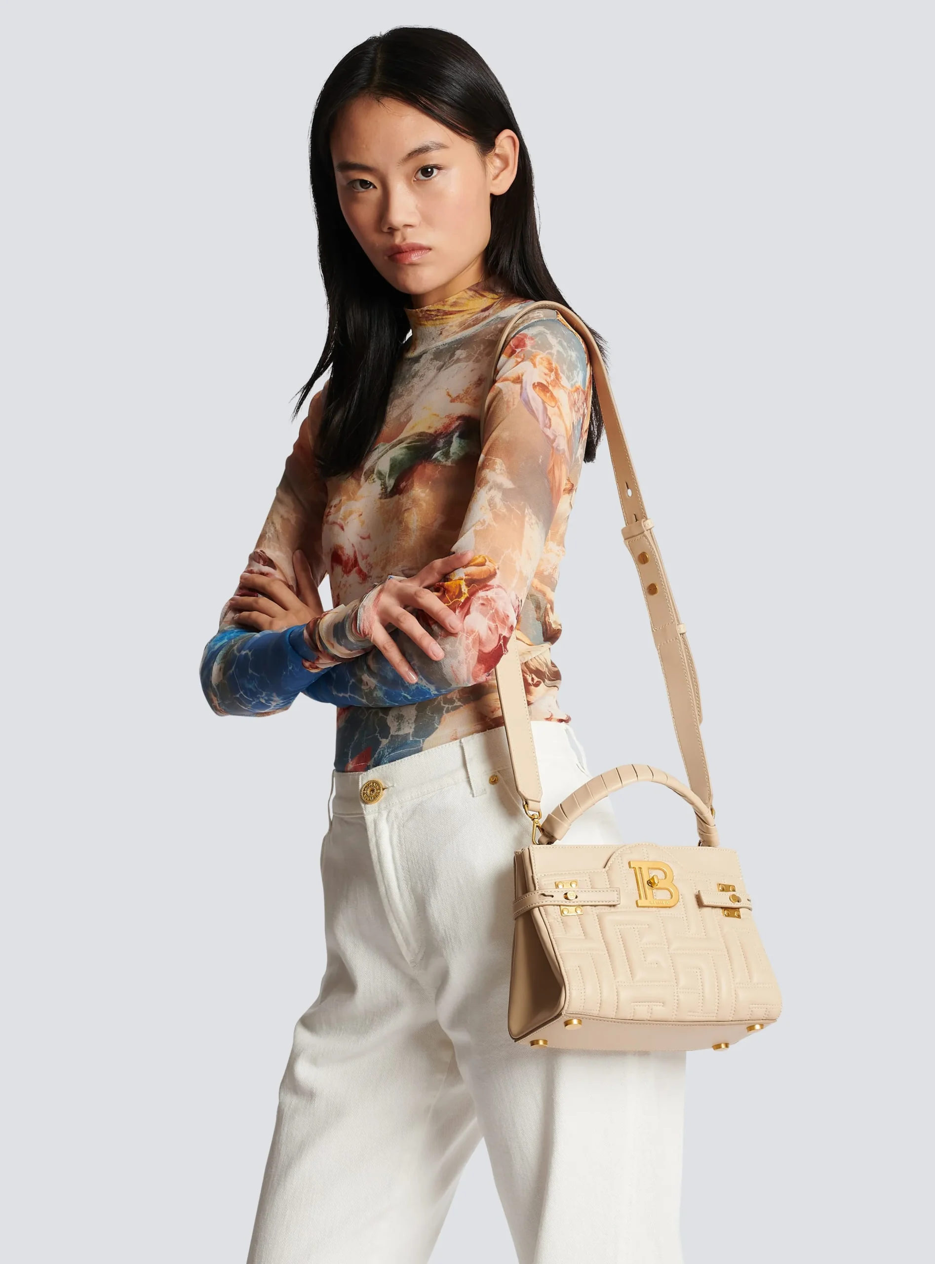 Shop B-Buzz 22 Top Handle Bag In Monogram Quilted Leather Women Shoulder Bags|Crossbody Bags