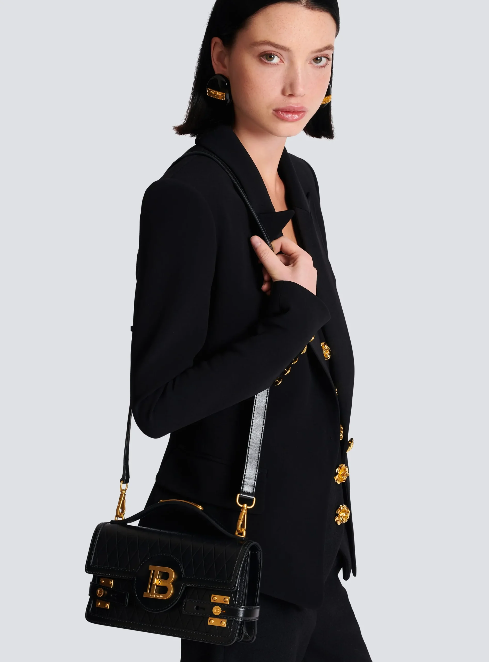 Hot B-Buzz Shoulder 24 Bag In Grid-embossed Calfskin Women Shoulder Bags|Crossbody Bags