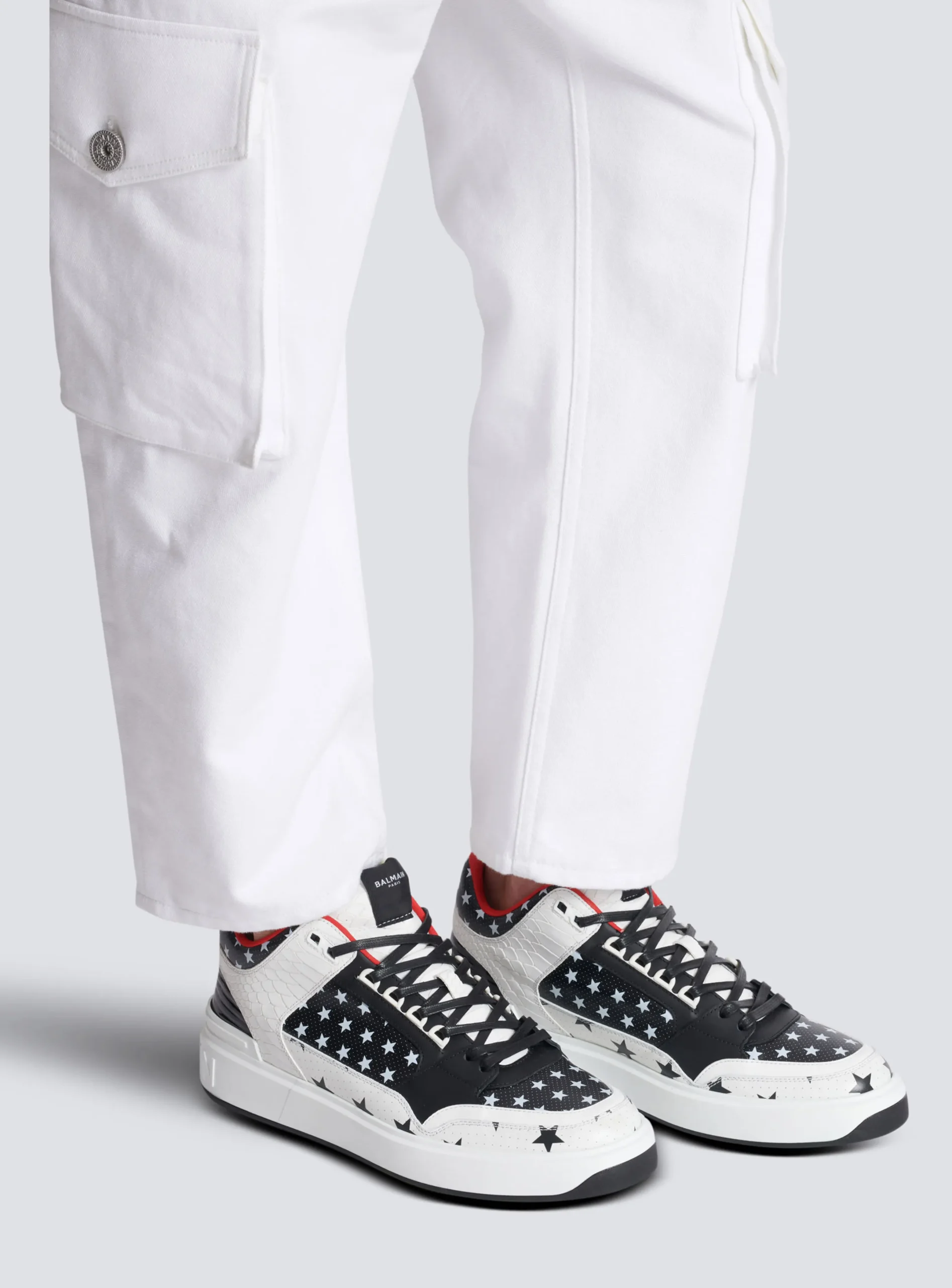 Cheap B-Court Mid Top Star Print Leather Trainers B-Court