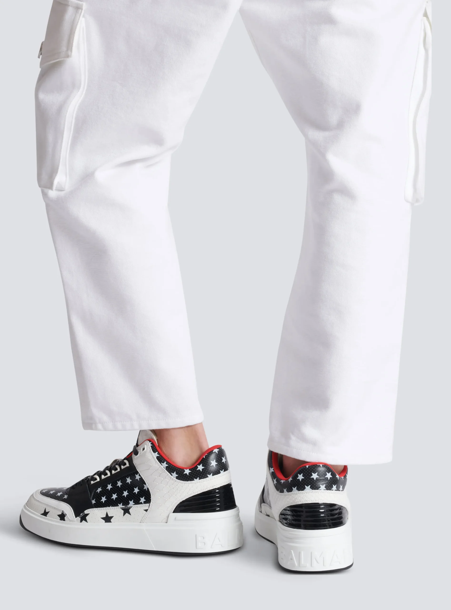 Cheap B-Court Mid Top Star Print Leather Trainers B-Court