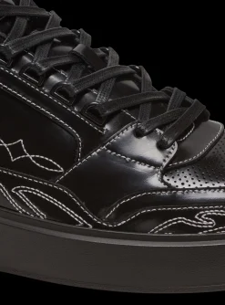 Best B-Court Mid Top Western Glazed Leather Trainers B-Court