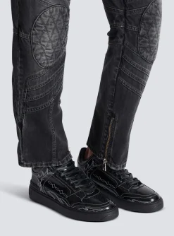 Best B-Court Mid Top Western Glazed Leather Trainers B-Court
