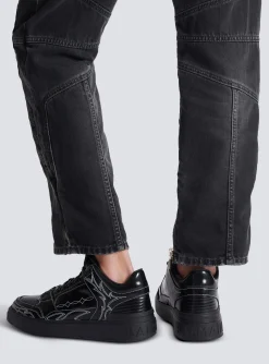 Best B-Court Mid Top Western Glazed Leather Trainers B-Court