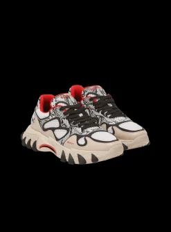 Flash Sale B-East Mesh And Snakeskin-effect Leather Trainers B-East