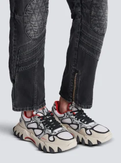 Flash Sale B-East Mesh And Snakeskin-effect Leather Trainers B-East