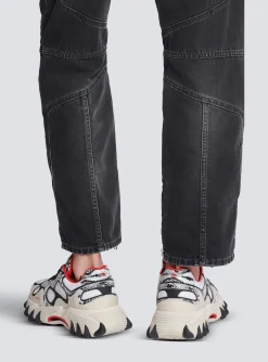 Flash Sale B-East Mesh And Snakeskin-effect Leather Trainers B-East