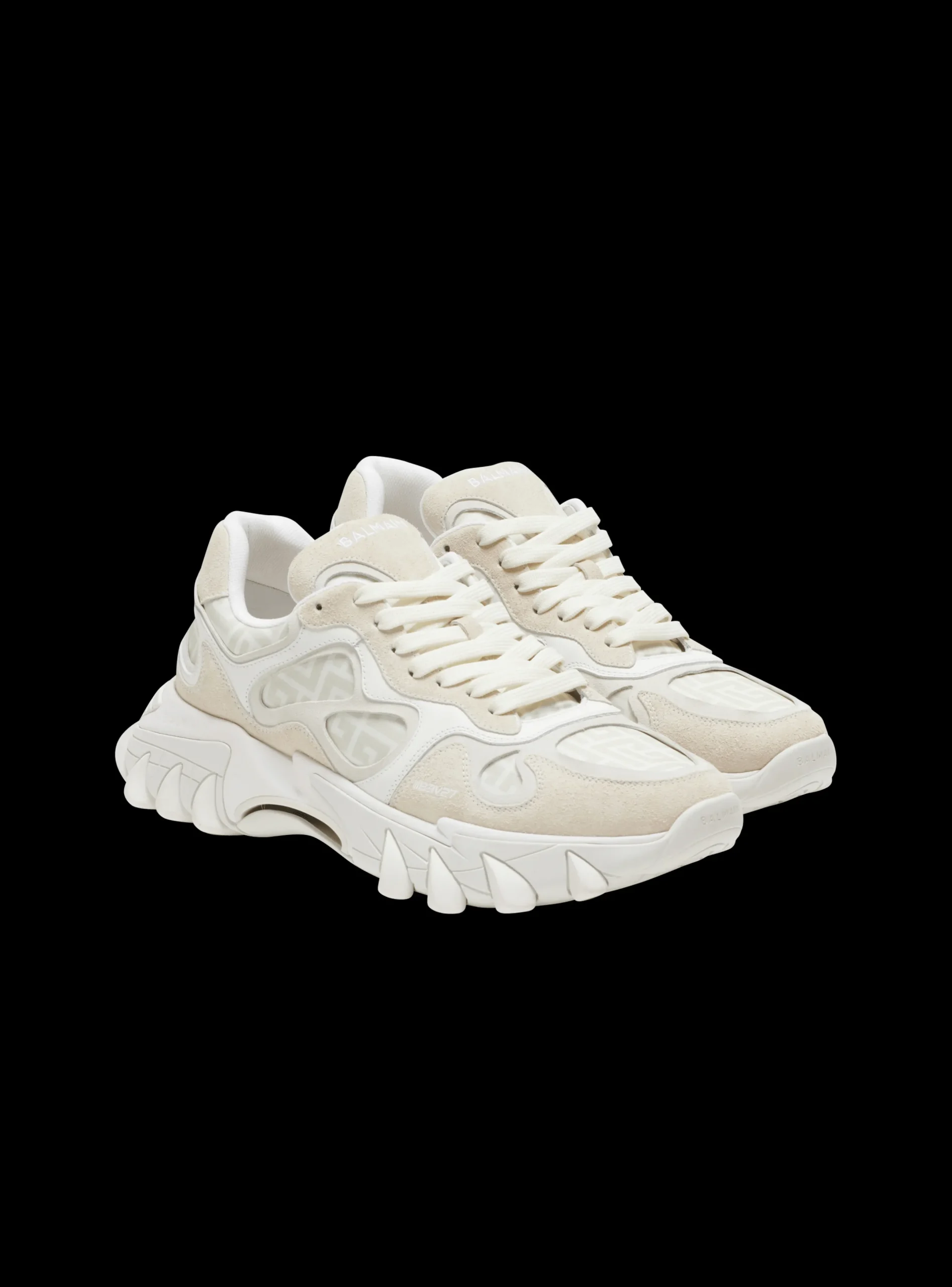 Shop B-East Monogrammed Nylon And Leather Trainers Women B-East