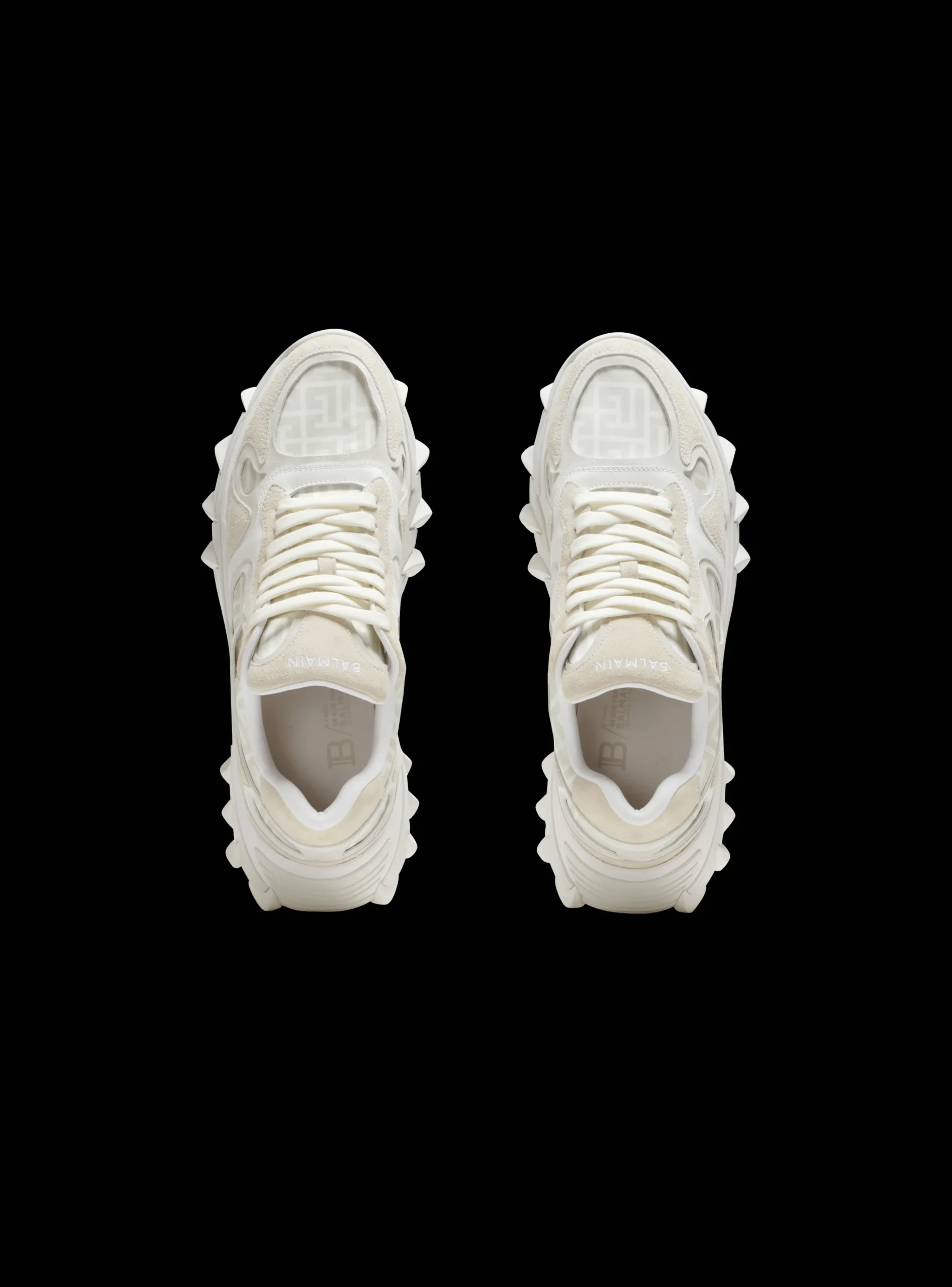 Shop B-East Monogrammed Nylon And Leather Trainers Women B-East
