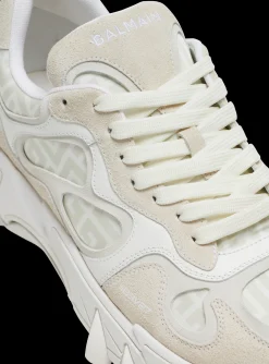 Shop B-East Monogrammed Nylon And Leather Trainers Women B-East